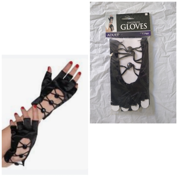 Fingerling Gloves Goth Party Halloween Black